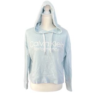 Calvin Klein Performance Cropped Light Blue Hoodie | Size Large